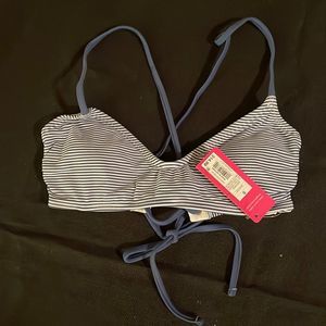 Blue and White stripe bikini top
